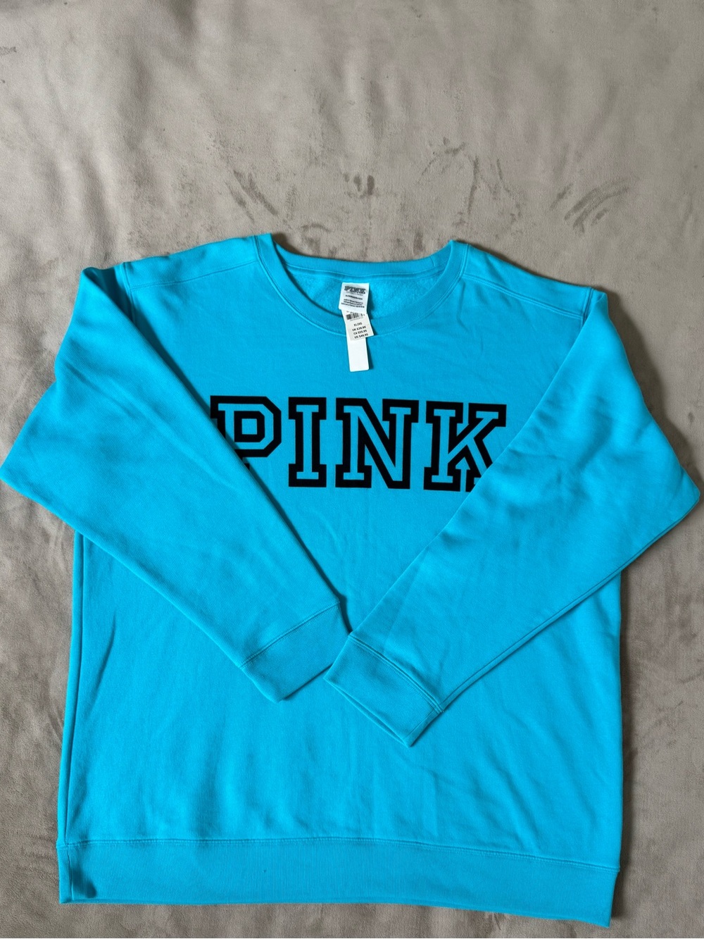 Victoria's Secret PINK Campus Crew Sweatshirt Top Blue Teal